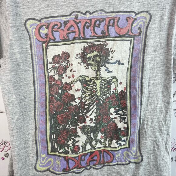 Grateful Dead shirt tee skulls floral flowers T-Shirt with Skeleton Graphic - Picture 6 of 9